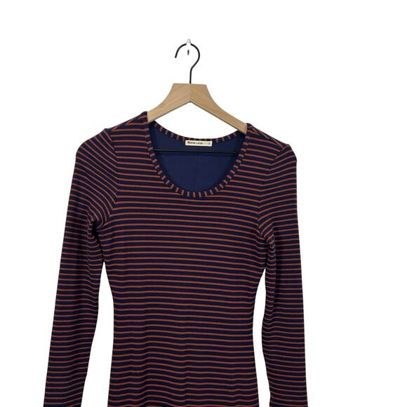 Marine Layer Lexi Rib Long Sleeve Navy Striped Midi Dress Women’s Size Small - Picture 5 of 8